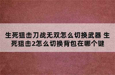 生死狙击刀战无双怎么切换武器 生死狙击2怎么切换背包在哪个键